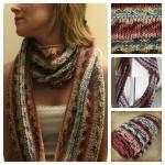 Knitted Winter Shawl, Round, Cowl, Red And Blue