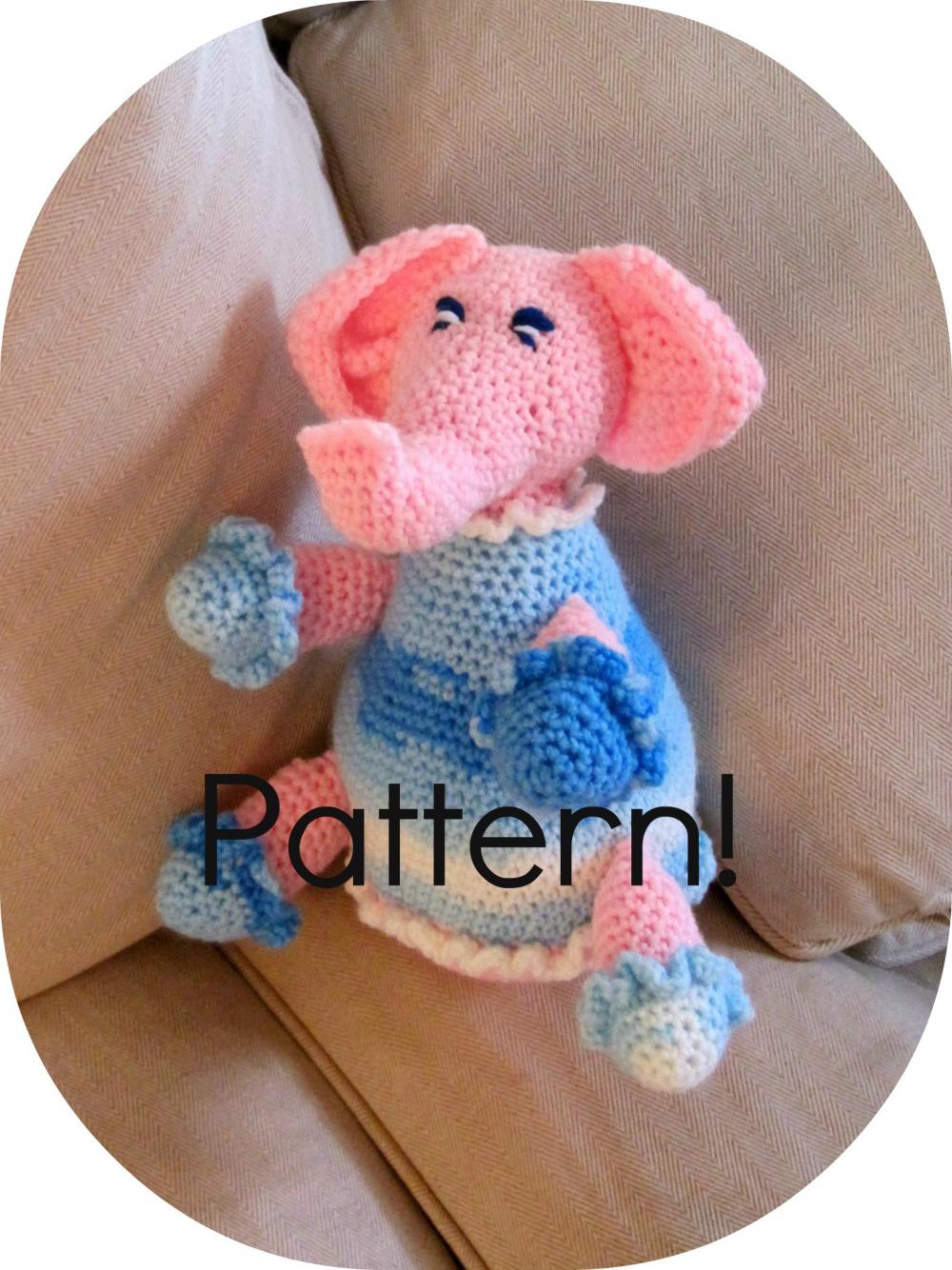 Crochet Pattern, Elephant Amigurumi Toy - Crochet Tutorial Pdf